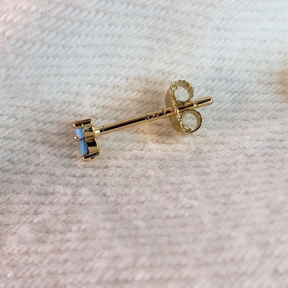 Gold Blue Crystal Stud Earrings Set - Picture 3 of 9